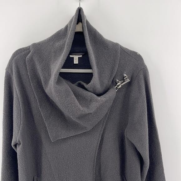 Garnet Hill 100% boile wool drape front shawl collar asymmetrical hem jacket 12P - Picture 2 of 8